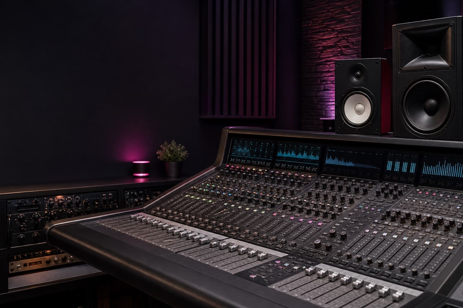 Professional mixing console used to explain AI music mastering